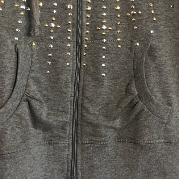 Pure Rebel Sweatshirt Jacket With Hoodie And With Silver And Gold Brads - Picture 2 of 7